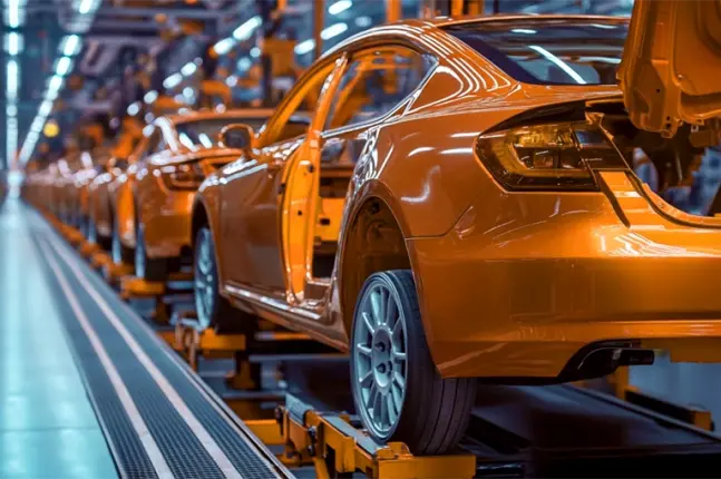 Cars on an automotive production line
