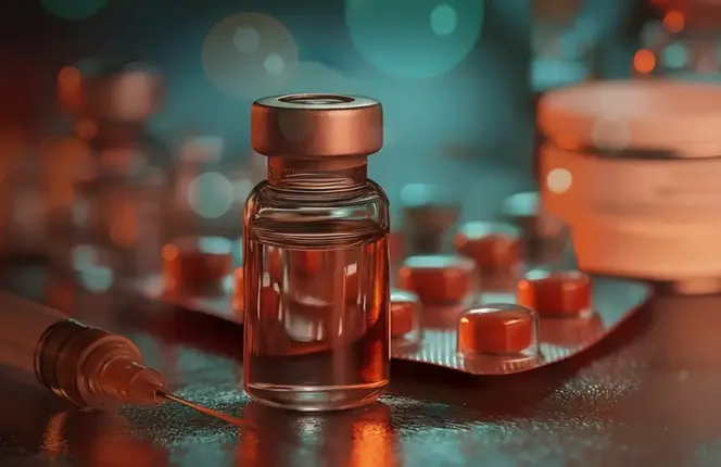 Pharmaceutical bottles on a production line 