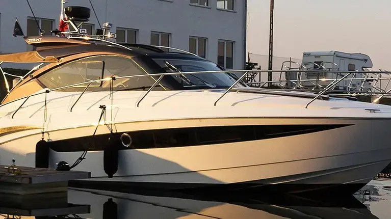 Luxury yacht at a marina 